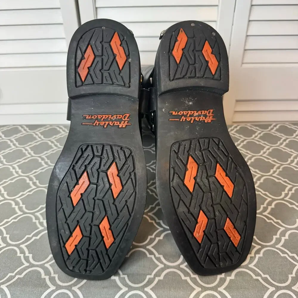 Harley-Davidson Harness Motorcycle Boots Black Leather Mens Size 10 Biker Logo